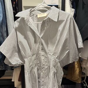 Anthropologie Black and White Striped Blouse